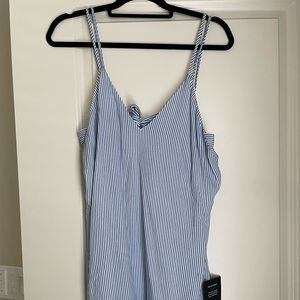 Lulus Adrift Blue Striped Tie Back Mini Swing Dress